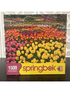 Springbok Jigsaw Puzzle Lot Beautiful Blooms 1500 Field of Tulips 2000 Vintage